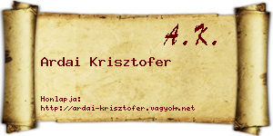 Ardai Krisztofer névjegykártya